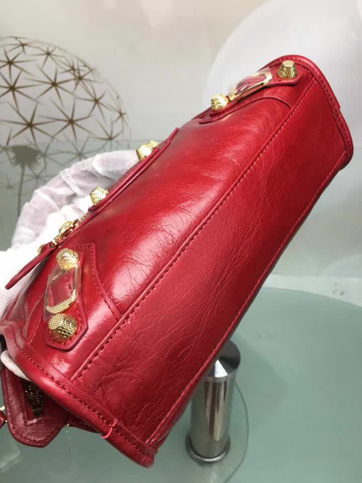 BALENCIAG巴黎世家 義大利進口 原版油蠟頭層牛皮 香皮小銀釘 時尚百搭 手提肩背斜挎包  BL1583